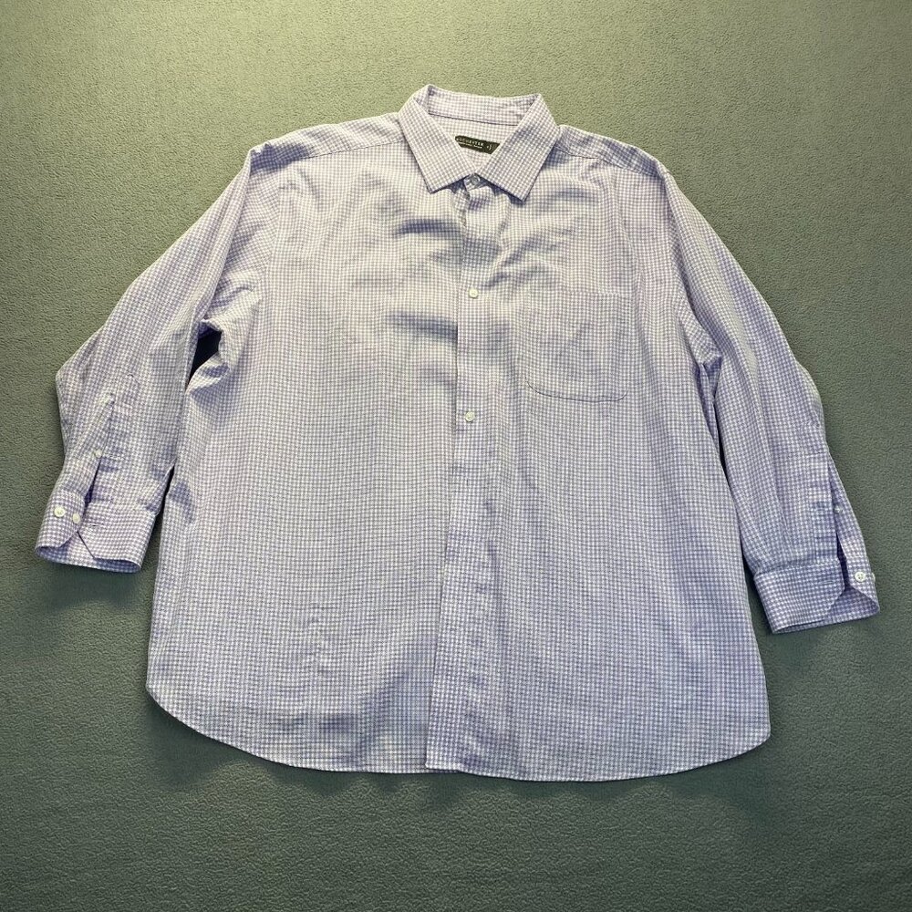 Rochester Egyptian Cotton,Purple Checkered Men Size 19 34/35 Long Sleeve,Pocket